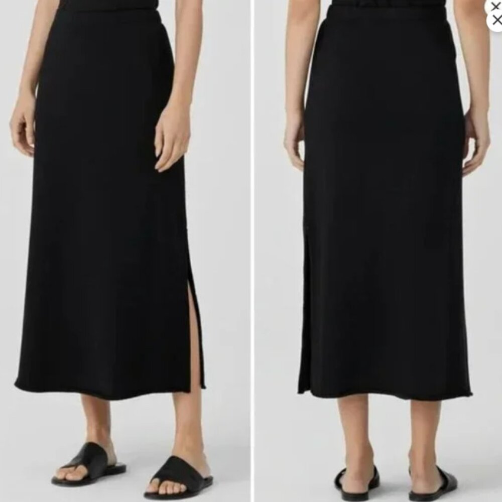 Eileen Fisher Black Midi Slip Skirt Size M